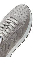 Women's Gray Lace-Up Suede Leather Sneaker | Derimod Women's Gray Lace-Up Suede Leather Sneaker | Derimod