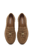 Women's Tan Suede Leather Masculine Loafer | Derimod Women's Tan Suede Leather Masculine Loafer | Derimod