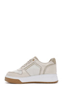 Women's Beige Lace-up Thick-Sole Leather Sneaker | Derimod Women's Beige Lace-up Thick-Sole Leather Sneaker | Derimod