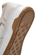 Women's Beige Lace-up Thick-Sole Leather Sneaker | Derimod Women's Beige Lace-up Thick-Sole Leather Sneaker | Derimod