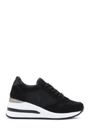 Kadın Siyah Kalın Topuklu Bağcıklı Deri Sneaker | Derimod Kadın Siyah Kalın Topuklu Bağcıklı Deri Sneaker | Derimod