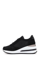 Kadın Siyah Kalın Topuklu Bağcıklı Deri Sneaker | Derimod Kadın Siyah Kalın Topuklu Bağcıklı Deri Sneaker | Derimod