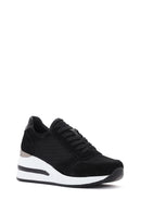 Kadın Siyah Kalın Topuklu Bağcıklı Deri Sneaker | Derimod Kadın Siyah Kalın Topuklu Bağcıklı Deri Sneaker | Derimod