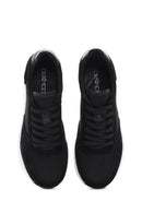 Kadın Siyah Kalın Topuklu Bağcıklı Deri Sneaker | Derimod Kadın Siyah Kalın Topuklu Bağcıklı Deri Sneaker | Derimod