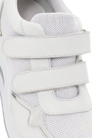 Women's White Thick Heeled Banded Leather Sneaker | Derimod Women's White Thick Heeled Banded Leather Sneaker | Derimod