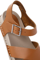 Women's Tan Ankle Strap Leather Sandals | Derimod Women's Tan Ankle Strap Leather Sandals | Derimod