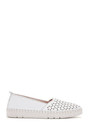 Women's White Leather Comfort Loafer | Derimod Women's White Leather Comfort Loafer | Derimod