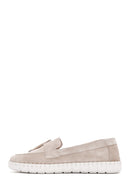 Women's Beige Suede Leather Comfort Loafer | Derimod Women's Beige Suede Leather Comfort Loafer | Derimod