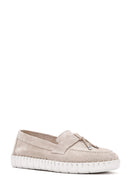 Women's Beige Suede Leather Comfort Loafer | Derimod Women's Beige Suede Leather Comfort Loafer | Derimod