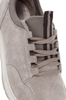 Women's Beige Lace-Up Suede Leather Sneaker | Derimod Women's Beige Lace-Up Suede Leather Sneaker | Derimod