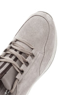 Women's Beige Lace-Up Suede Leather Sneaker | Derimod Women's Beige Lace-Up Suede Leather Sneaker | Derimod