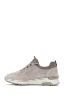 Women's Beige Lace-Up Suede Leather Sneaker | Derimod Women's Beige Lace-Up Suede Leather Sneaker | Derimod