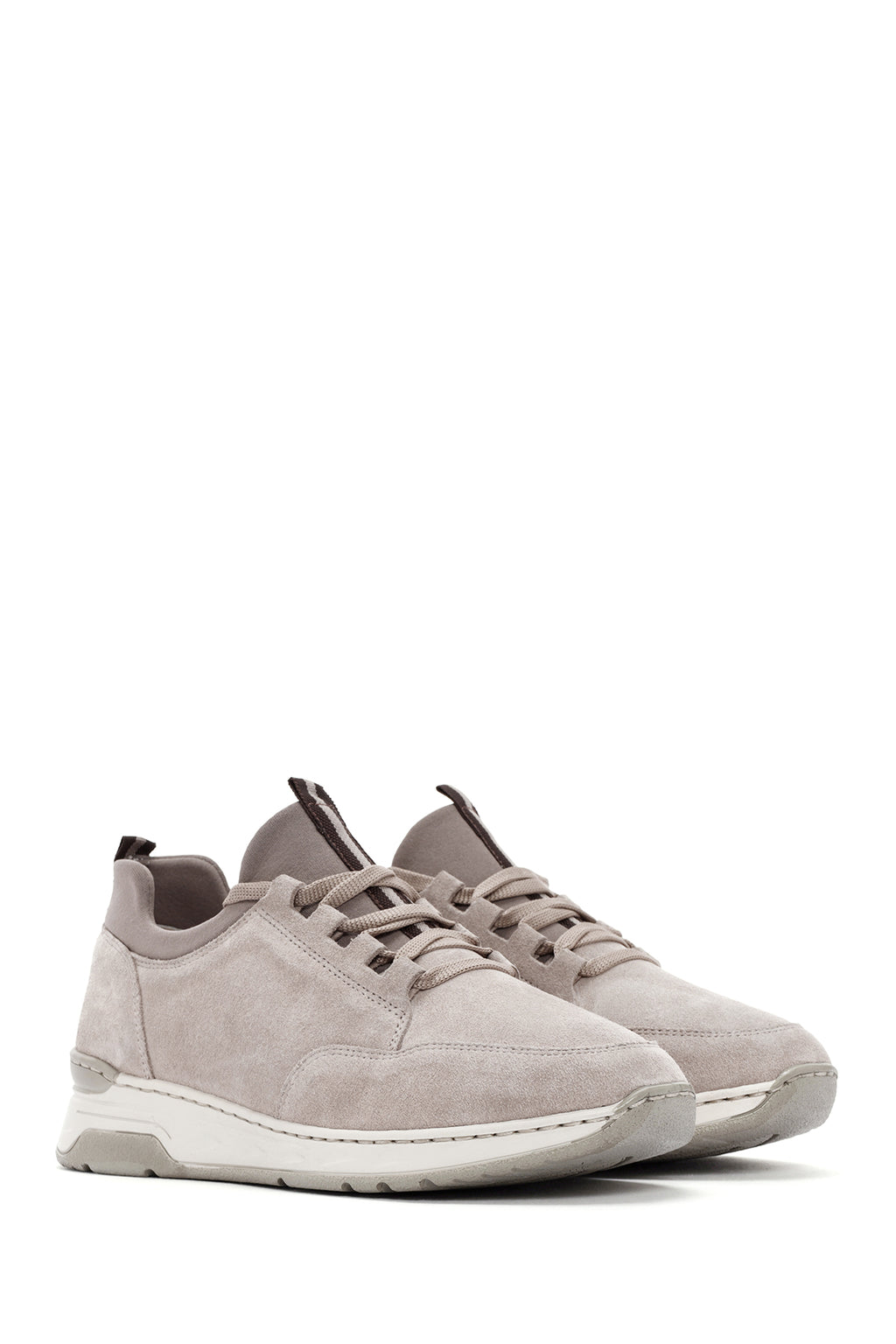Kadın Bej Bağcıklı Süet Deri Sneaker