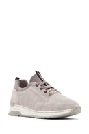 Women's Beige Lace-Up Suede Leather Sneaker | Derimod Women's Beige Lace-Up Suede Leather Sneaker | Derimod