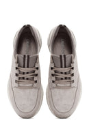 Women's Beige Lace-Up Suede Leather Sneaker | Derimod Women's Beige Lace-Up Suede Leather Sneaker | Derimod