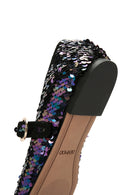 Women's Purple Sequin Patterned Leather Ballerinas | Derimod Women's Purple Sequin Patterned Leather Ballerinas | Derimod