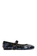 Women's Purple Sequin Patterned Leather Ballerinas | Derimod Women's Purple Sequin Patterned Leather Ballerinas | Derimod