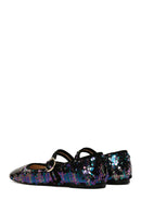 Women's Purple Sequin Patterned Leather Ballerinas | Derimod Women's Purple Sequin Patterned Leather Ballerinas | Derimod