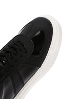 Erkek Siyah Bağcıklı Rugan Deri Casual Sneaker | Derimod Erkek Siyah Bağcıklı Rugan Deri Casual Sneaker | Derimod