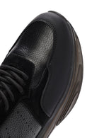 Erkek Siyah Kalın Tabanlı Bağcıklı Deri Casual Sneaker | Derimod Erkek Siyah Kalın Tabanlı Bağcıklı Deri Casual Sneaker | Derimod
