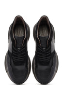 Erkek Siyah Kalın Tabanlı Bağcıklı Deri Casual Sneaker | Derimod Erkek Siyah Kalın Tabanlı Bağcıklı Deri Casual Sneaker | Derimod