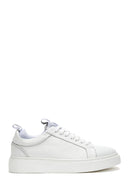 Men's White Lace-up Leather Sneaker | Derimod Men's White Lace-up Leather Sneaker | Derimod