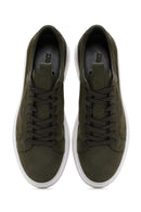Men's Green Lace-Up Nubuck Leather Sneaker | Derimod Men's Green Lace-Up Nubuck Leather Sneaker | Derimod