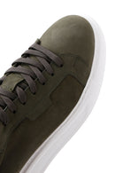 Men's Green Lace-Up Nubuck Leather Sneaker | Derimod Men's Green Lace-Up Nubuck Leather Sneaker | Derimod