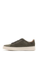 Men's Khaki Lace-Up Nubuck Leather Sneaker | Derimod Men's Khaki Lace-Up Nubuck Leather Sneaker | Derimod