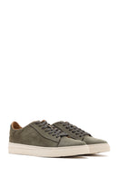 Men's Khaki Lace-Up Nubuck Leather Sneaker | Derimod Men's Khaki Lace-Up Nubuck Leather Sneaker | Derimod