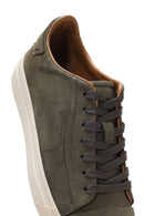 Men's Khaki Lace-Up Nubuck Leather Sneaker | Derimod Men's Khaki Lace-Up Nubuck Leather Sneaker | Derimod