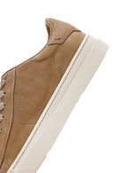 Men's Beige Lace-Up Nubuck Leather Sneaker | Derimod Men's Beige Lace-Up Nubuck Leather Sneaker | Derimod