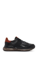 Erkek Siyah Bağcıklı Kalın Tabanlı Deri Casual Sneaker | Derimod Erkek Siyah Bağcıklı Kalın Tabanlı Deri Casual Sneaker | Derimod
