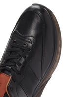 Erkek Siyah Bağcıklı Kalın Tabanlı Deri Casual Sneaker | Derimod Erkek Siyah Bağcıklı Kalın Tabanlı Deri Casual Sneaker | Derimod
