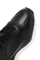 Erkek Siyah Bağcıklı Kalın Tabanlı Deri Casual Sneaker | Derimod Erkek Siyah Bağcıklı Kalın Tabanlı Deri Casual Sneaker | Derimod