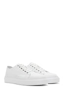 Erkek Beyaz Bağcıklı Deri Sneaker | Derimod Erkek Beyaz Bağcıklı Deri Sneaker | Derimod