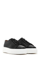 Men's Black Thick Sole Lace Up Leather Sneaker | Derimod Men's Black Thick Sole Lace Up Leather Sneaker | Derimod