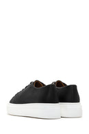 Men's Black Thick Sole Lace Up Leather Sneaker | Derimod Men's Black Thick Sole Lace Up Leather Sneaker | Derimod