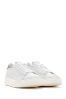 Men's White Thick Sole Lace Up Leather Sneaker | Derimod Men's White Thick Sole Lace Up Leather Sneaker | Derimod