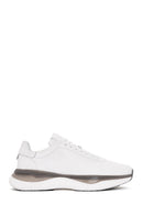Men's White Lace-up Thick-Sole Leather Sneaker | Derimod Men's White Lace-up Thick-Sole Leather Sneaker | Derimod