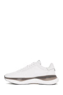 Men's White Lace-up Thick-Sole Leather Sneaker | Derimod Men's White Lace-up Thick-Sole Leather Sneaker | Derimod