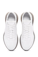 Men's White Lace-up Thick-Sole Leather Sneaker | Derimod Men's White Lace-up Thick-Sole Leather Sneaker | Derimod