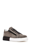 Erkek Gri Bağcıklı Nubuk Deri Sneaker | Derimod Erkek Gri Bağcıklı Nubuk Deri Sneaker | Derimod