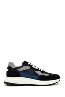Men's Navy Blue Lace-up Thick-Sole Leather Sneaker | Derimod Men's Navy Blue Lace-up Thick-Sole Leather Sneaker | Derimod