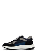 Men's Navy Blue Lace-up Thick-Sole Leather Sneaker | Derimod Men's Navy Blue Lace-up Thick-Sole Leather Sneaker | Derimod