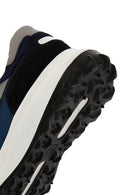 Men's Navy Blue Lace-up Thick-Sole Leather Sneaker | Derimod Men's Navy Blue Lace-up Thick-Sole Leather Sneaker | Derimod