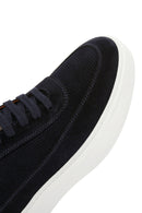 Men's Navy Blue Lace-Up Thick Soled Suede Leather Sneaker | Derimod Men's Navy Blue Lace-Up Thick Soled Suede Leather Sneaker | Derimod