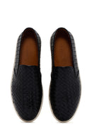 Erkek Siyah Örgü Deri Casual Loafer | Derimod Erkek Siyah Örgü Deri Casual Loafer | Derimod