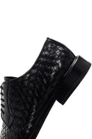 Men's Black Lace-Up Knitted Leather Classic Shoes | Derimod Men's Black Lace-Up Knitted Leather Classic Shoes | Derimod