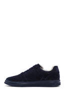 Men's Navy Blue Lace-up Suede Leather Sneaker | Derimod Men's Navy Blue Lace-up Suede Leather Sneaker | Derimod